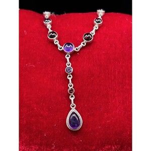 Estate Nicky Butler Amethyst & Garnet 20+ “ Adjustable Sterling Silver Necklace